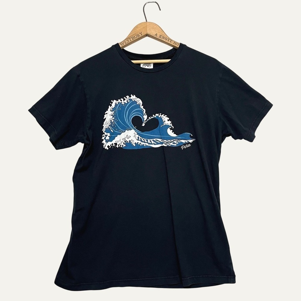 Pina Styles Tofino Ukee Heart Wave Organic Cotton Graphic T-Shirt Black XL